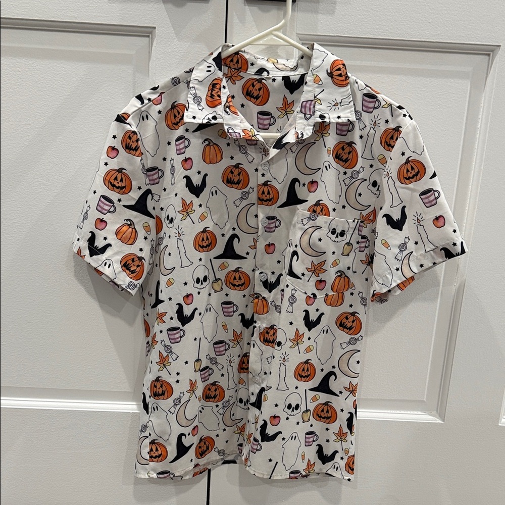 Halloween-Themed Men's Casual Button Down Shirt